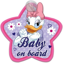 Tabliczka na przyssawkę BABY ON BOARD Daisy - znaczek ostrzegawczy dziecko w aucie