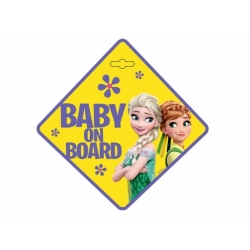 Tabliczka na przyssawkę BABY ON BOARD Frozen - znaczek ostrzegawczy dziecko w aucie