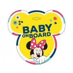 Tabliczka na przyssawkę BABY ON BOARD Minnie Mouse - znaczek ostrzegawczy dziecko w aucie
