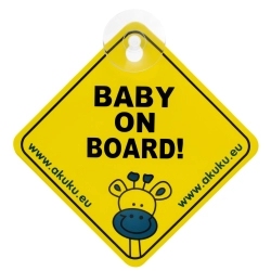 Tabliczka na przyssawkę BABY ON BOARD Akuku A0645 zawieszka znaczek ostrzegawczy dziecko w aucie