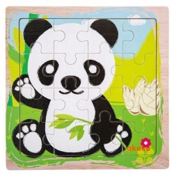 Zabawka drewniana Akuku Panda edukacyjne puzzle drewniane układanka 16 elementów