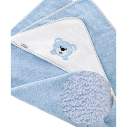 Okrycie kąpielowe FROTTE ręcznik z kapturkiem 80x80 cm Bocioland MIŚ niebieskie