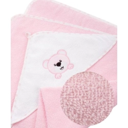 Okrycie kąpielowe FROTTE ręcznik z kapturkiem 80x80 cm Bocioland MIŚ różowe