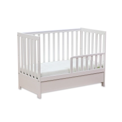 Łóżeczko dziecięce drewniane JANEK WHITE biały z szufladą - białe łóżko dla dziecka 120/60 cm z funkcją sofy tapczanika