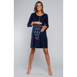 Italian Fashion koszula dla kobiet w ciąży i karmiących BALSAM granatowa z rękawem 3/4 rozmiar Small