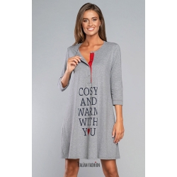 Italian Fashion koszula dla kobiet w ciąży i karmiących BALSAM szara melanż z rękawem 3/4 rozmiar Large