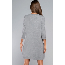 Italian Fashion koszula dla kobiet w ciąży i karmiących BALSAM szara melanż z rękawem 3/4 rozmiar Large