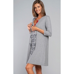 Italian Fashion koszula dla kobiet w ciąży i karmiących BALSAM szara melanż z rękawem 3/4 rozmiar Large