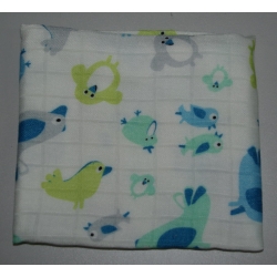 Pielucha tetrowa bambusowa 30x35 cm PTASZKI NIEBIESKIE