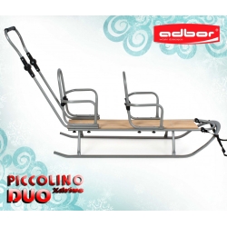 Sanki dziecięce z oparciami i pchaczem Adbor Piccolino DUO Xdrive podwójne saneczki dla dzieci