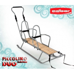 Sanki dziecięce z oparciami i pchaczem Adbor Piccolino DUO Xdrive podwójne saneczki dla dzieci