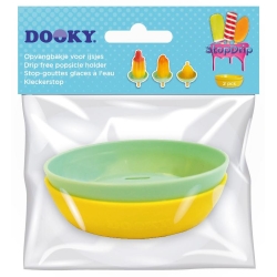 Uchwyt podstawka do lodów STOP DRIP Dooky 2 sztuki w kolorze żółtym i miętowym