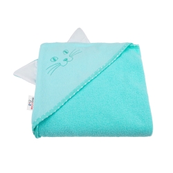 Okrycie kąpielowe FROTTE ręcznik z kapturkiem 80x80 cm Bocioland Aqua Kotek