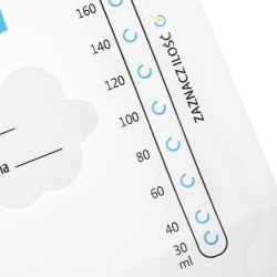 Woreczki BOCIOLAND torebki do przechowywania i mrożenia pokarmu ze wskaźnikiem temperatury 50 woreczków o pojemności 200 ml z podziałką