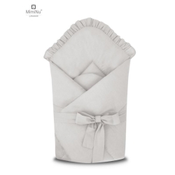 Rożek becik niemowlęcy MimiNu ROYAL z falbanką Szary 75x75 cm