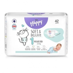 Pieluszki Bella Baby Happy 1 Newborn Soft & Delicate pieluchy dla dziecka 2-5 kg 42 sztuki