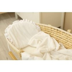 Komplet do chrztu do wózka Sensillo elegancki biały zestaw składający się z poduszki oraz lekkiego kocyka