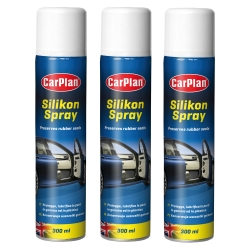 Silikon w sprayu trójpak 3x300ml CarPlan preparat do konserwacji - usuwa skrzypienie