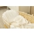 Komplet do chrztu do wózka Sensillo elegancki biały zestaw składający się z poduszki oraz lekkiego kocyka