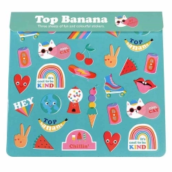 Naklejki dla dzieci 3 arkusze, Top Banana, Rex London 29167 Zestaw kolorowych naklejek