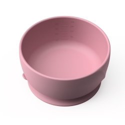 Silikonowa miseczka z przyssawką Everyday Baby różowa E10510 miska z pochylonym dnem i miarką