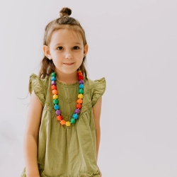 Silikonowy naszyjnik dla dziecka, Księżniczka na ziarnku grochu, kolorowy, Jellystone Designs