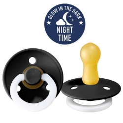 BIBS BLACK NIGHT  GLOW IN THE NIGHT  S Smoczek Uspokajający kauczuk Hevea