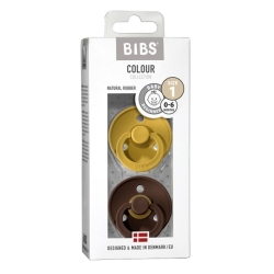 BIBS 2-Pack S Mustard & Mocha Smoczek Uspokajający kauczuk Hevea dwupak smoczków 0-6 miesięcy