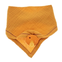 Hi Little One Śliniak muślinowy bandanka z zawieszką na smoczek muślinowa bandana Apricot