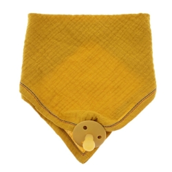 Hi Little One Śliniak muślinowy bandanka z zawieszką na smoczek muślinowa bandana Mustard