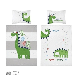 Detexpol pościel dziecięca bambusowa dwustronna DINOZAUR 3527A poszewki na kołderkę 100/135cm i poduszeczkę 40/60 cm