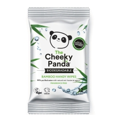 Handy Wipes podręczne Bambusowe chusteczki nawilżane dla dzieci 12 sztuk The Cheeky Panda nasączone w 99% oczyszczoną wodą oraz wyciągiem z aloesu