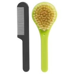 Luma Babycare grzebień + szczoteczka do włosów Lime Green zapobiega powstaniu ciemieniuchy oraz stymuluje cebulki do wzrostu