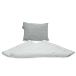 Komplet do łóżeczka dziergany z muśliną Sensillo zestaw SZARY kocyk 100x80 cm poduszka 40x30 cm