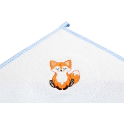 Sensillo okrycie kąpielowe termo frotte LISEK NIEBIESKI ręcznik kąpielowy z kapturkiem 100x100 cm