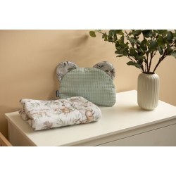 Komplet do wózka Sensillo WAFEL Sarenki miętowy - kołderka 56x76cm poduszka 36x28cm