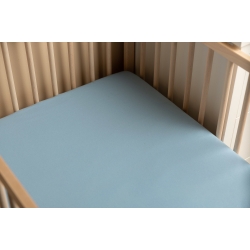 Sensillo prześcieradło Bambusowe z gumką do łóżka 120x60 cm Niebieskie prześcieradełko do łóżeczka