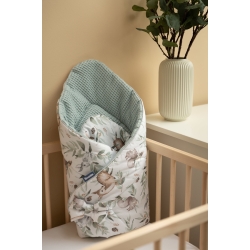 Sensillo rożek becik niemowlęcy dwustronny WAFEL bawełna SARENKI MIĘTOWY 75x75cm