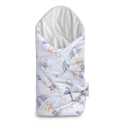 Sensillo rożek becik niemowlęcy dwustronny VELVET bawełna LOT W CHMURACH 75x75 cm