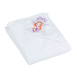Okrycie kąpielowe z kapturkiem KSIĘŻNICZKA biały ręcznik 100x100 cm Tega Baby