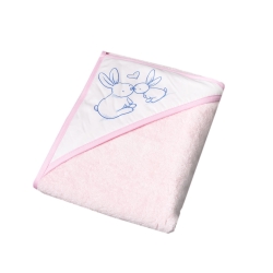Okrycie kąpielowe z kapturkiem KRÓLICZKI różowy ręcznik 100x100 cm Tega Baby