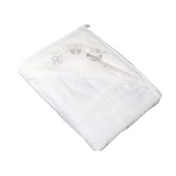 Okrycie kąpielowe z kapturkiem SOWA białe ręcznik 100x100 cm Tega Baby