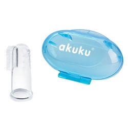 Silikonowa szczoteczka do mycia pierwszych ząbków malucha oraz masażu dziąseł Akuku A0263 niebieska