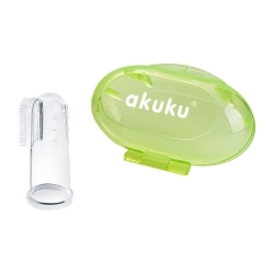 Silikonowa szczoteczka do mycia pierwszych ząbków malucha oraz masażu dziąseł Akuku A0264 zielona