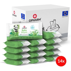 Chusteczki nawilżane dla dzieci 14x64 sztuki OPHARM Baby Wipes nasączone w 99% czystą wodą