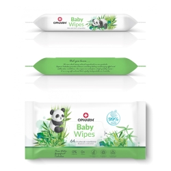 Bambusowe chusteczki nawilżane dla dzieci 14x64 sztuki OPHARM Baby Wipes nasączone w 99% czystą wodą