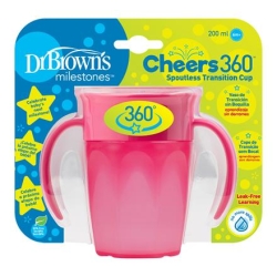 Dr. Brown's Kubek 360° picie jak ze szklanki 200 ml z uchwytami różowy