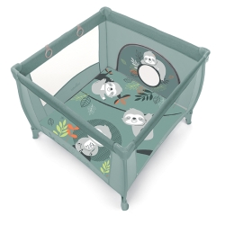 Baby Design PLAY UP Green 04 kojec kwadratowy składany z uchwytami do podnoszenia