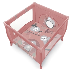 Baby Design PLAY UP Pink 08 kojec kwadratowy składany z uchwytami do podnoszenia