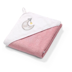 Okrycie kąpielowe FROTTE ręcznik kąpielowy z kapturem 85x85 cm BabyOno 144/10 różowo-białe